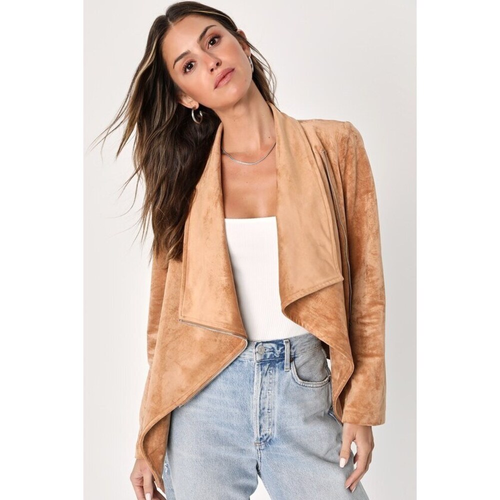 Wild at Heart Tan Vegan Suede Moto Jacket
